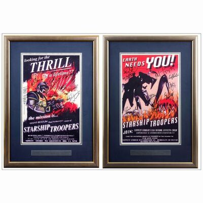 280: Autographed Promotional Posters (2) (JSA COA) (21" x 27"); Framed; Very Fine+ Framed ### STARSHIP TROOPERS (1997)