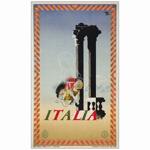 296: Travel Poster (24.5" x 39.5"); Fine on Linen ### ITALIA TRAVEL POSTER (1935)
