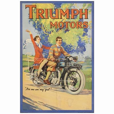 298: Advertising Poster (29.75" x 19.5"); Very Fine- on Linen ### TRIUMPH MOTORS (Early 1930s)