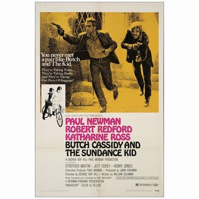 355: One Sheet (27" x 41" ); Style B; Fine+ Folded ### BUTCH CASSIDY AND THE SUNDANCE KID (1969)