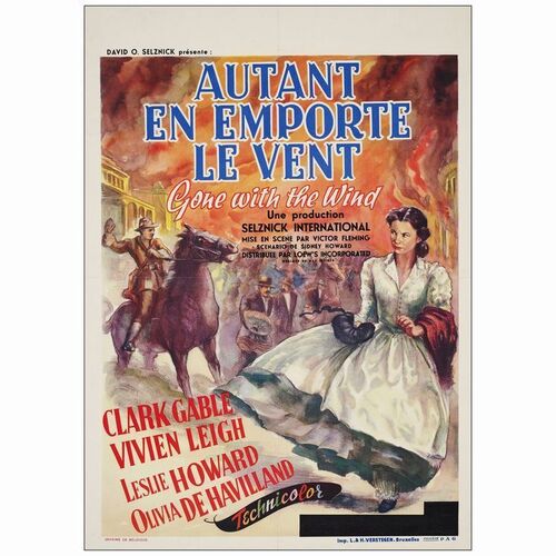 417: Pre-War Belgian (23.5" x 33" ); Fine+ on Linen ### GONE WITH THE WIND (1940)