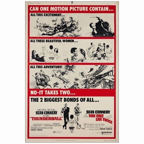447: 40" x 60"; Fine- Rolled ### JAMES BOND: THUNDERBALL/YOU ONLY LIVE TWICE (R-1970)