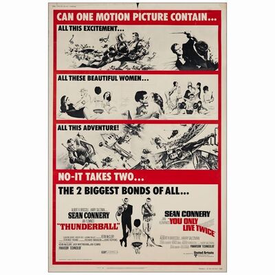 447: 40" x 60"; Fine- Rolled ### JAMES BOND: THUNDERBALL/YOU ONLY LIVE TWICE (R-1970)