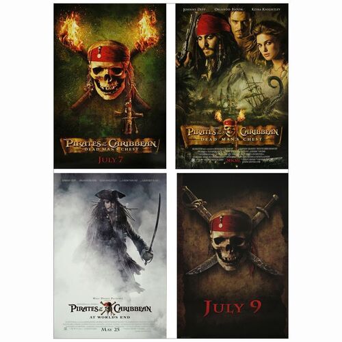 531: One Sheets (4) (27" x 40"); Near Mint Rolled ### PIRATES OF THE CARIBBEAN: THE CURSE OF THE BLACK PEARL, PIRATES OF THE CARIBBEAN: DEAD MAN'S CHEST, PIRATES OF THE CARIBBEAN: AT WORLD'S END (2003 & 2006 & 2007)