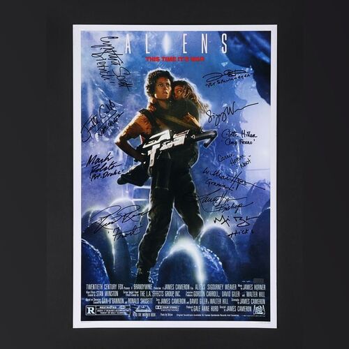 15. Sigourney Weaver, Michael Biehn, Mark Rolston, Carrie Henn, Lance Henriksen and Others Autographed Poster ### ALIENS (1986)