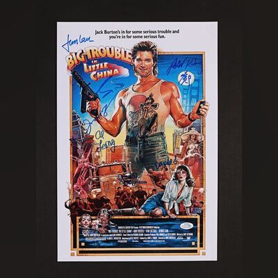 53. James Hong, Peter Kwong, Donald Li, Jim Lau and Others Autographed Mini Poster ### BIG TROUBLE IN LITTLE CHINA (1986)