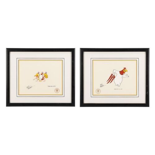 123. Two Framed Original Foghorn Leghorn Animation Cels Autographed by Friz Freleng, 1981 and 1983 ### FOGHORN LEGHORN: VARIOUS PRODUCTIONS (1981 and 1983)