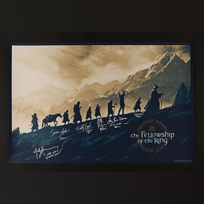 240. Elijah Wood, Sean Astin, Billy Boyd, Dominic Monaghan, John Rhys-Davies and Andy Serkis Autographed Limited Edition Print by Matt Ferguson, 2019 ### THE LORD OF THE RINGS: THE FELLOWSHIP OF THE RING (2001)