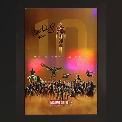 253. Robert Downey Jr. Autographed and Dated 10th Anniversary Special Commemorative Foil Poster, 2018 ### MARVEL UNIVERSE 10th ANNIVERSARY