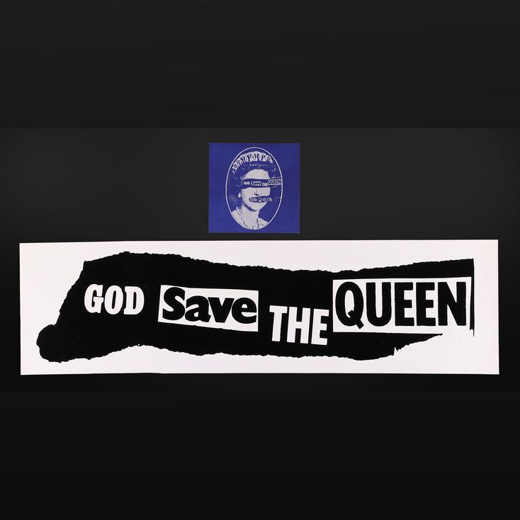 313 God Save The Queen Promotional Banner And 7 Inch Single Sleeve The Sex Pistols 7457