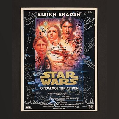 328. Carrie Fisher, Gary Kurtz, Billy Dee Williams, Dave Prowse, Peter Mayhew and 23 Others Autographed Greek Special Edition Poster, 1997 ### STAR WARS: A NEW HOPE (1977)