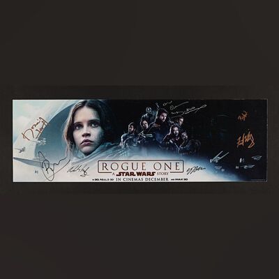 374. Felicity Jones, Diego Luna, Gareth Edwards, Donnie Yen, Riz Ahmed, Forest Whitaker and Others Autographed Poster ### STAR WARS: ROGUE ONE (2016)