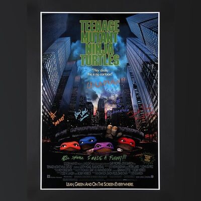 379. Corey Feldman, Josh Pais, Brian Tochi, Robbie Rist and Kevin Clash Autographed Poster ### TEENAGE MUTANT NINJA TURTLES (1990)