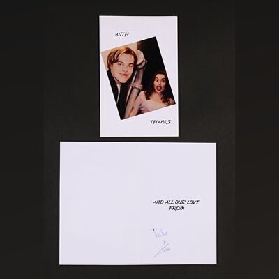 388. Two Leonardo DiCaprio and Kate Winslet Autographed "Thank You" Cards ### TITANIC (1997)