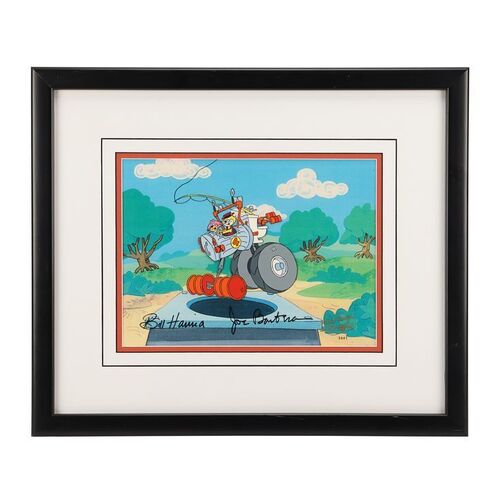 394. Framed Fender Bender 500 Original Production Animation Cel Autographed by Bill Hanna and Joe Barbera, 1990 ### WACKY RACES (T.V. SERIES, 1968 - 1970)