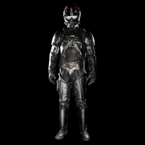 Lot # 1: The Expanse (2015-2022): James Holden's Stunt MCRN Light Armor with Light-up Helmet and Boots