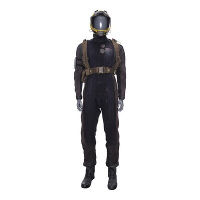 Lot # 7: The Expanse (2015-2022): Diogo Harari's (Andrew Rotilio) Helmet with Belter Vac Suit, Harness, and Light-up Boots