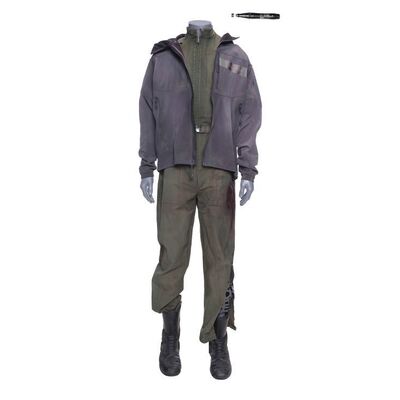 Lot # 28: The Expanse (2015-2022): Amos Burton's (Wes Chatham) Beratnas Gas Bloody Coveralls, Leg Cast and Injector, and Additional Season 4 Jacket