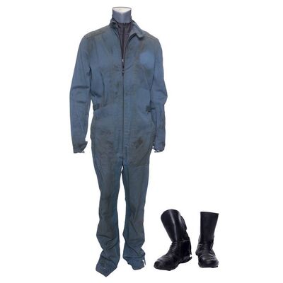 Lot # 31: The Expanse (2015-2022): James Holden's (Steven Strait) Season 1 Beratnas Gas Coveralls with Tycho Station Undershirt and Light-up Boots