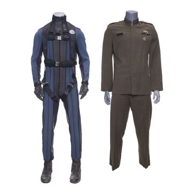 Lot # 54: The Expanse (2015-2022): UNN Men's Uniform and Vac Suit with Harness and Light-up Boots