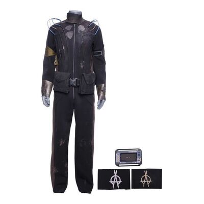 Lot # 80: The Expanse (2015-2022): Belter Loyalist Vac Suit with Hip Thrusters and Accessories
