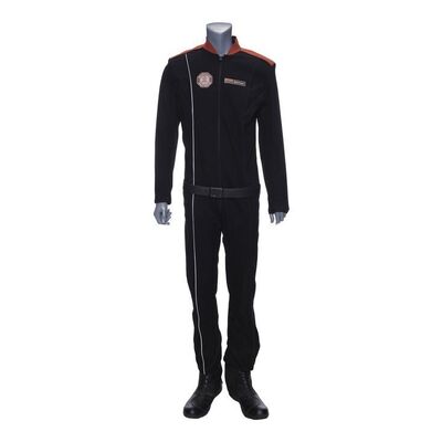 Lot # 83: The Expanse (2015-2022): Lieutenant Sutton's (Hugh Dillon) MCRN Scirocco Ship Uniform with Light-up Boots