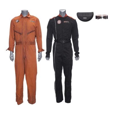 Lot # 93: The Expanse (2015-2022): Slimane's MCRN Scirocco Ship Uniform and Hammurabi Ship Coveralls with Martian Sunglasses