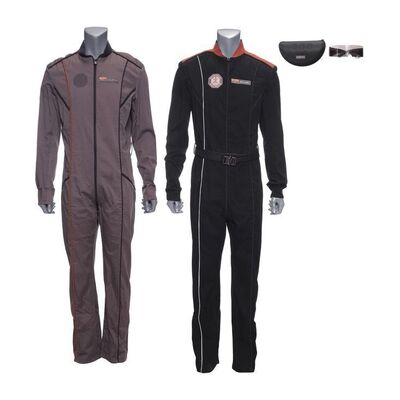 Lot # 97: The Expanse (2015-2022): Pair of MCRN Scirocco Ship Uniforms with Martian Sunglasses