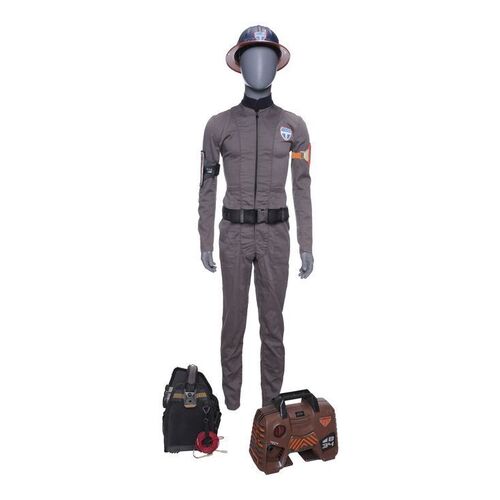Lot # 112: The Expanse (2015-2022): Tycho Station Belter Coveralls with ID Arm Band and Mechanic Accessories