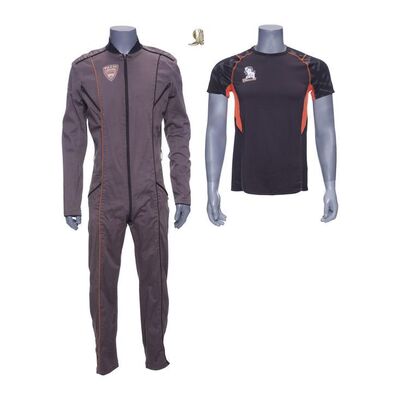 Lot # 114: The Expanse (2015-2022): Alex Kamal's Season 3 Coveralls and Shirt with Boot Pin