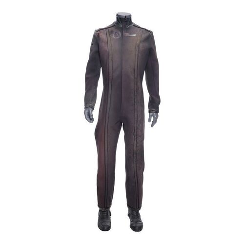 Lot # 125: The Expanse (2015-2022): Ensign Sinopoli's (Atticus Mitchell) MCRN Kittur Chennamma Vac Suit with Light-up Boots
