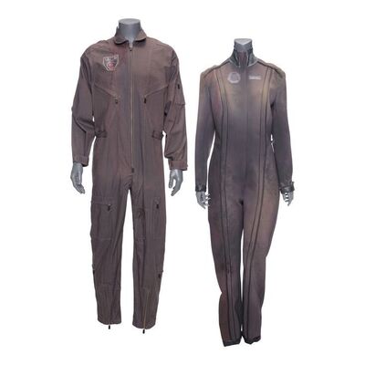 Lot # 127: The Expanse (2015-2022): MCRN Kittur Chennamma Ship Distressed Vac Suit and Bloody Coveralls
