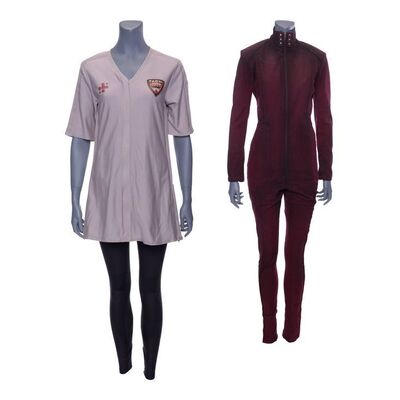 Lot # 138: The Expanse (2015-2022): Naomi Nagata's (Dominique Tipper) Tachi Medical Outfit and Red Coveralls