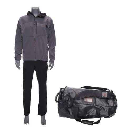 Lot # 168: The Expanse (2015-2022): James Holden's (Steven Strait) New Terra Costume and MCRN Duffle Bag with Bug Holes