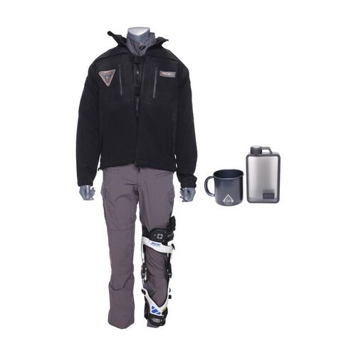 Lot # 178: The Expanse (2015-2022): Murtry's (Burn Gorman) New Terra Costume with Leg Brace, Mug, and Flask