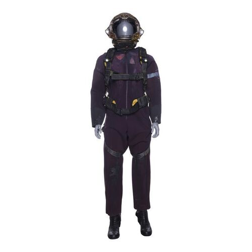 Lot # 215: The Expanse (2015-2022): Belter Spacesuit with Yellow Bubble Helmet, Harness, and Light-up Boots