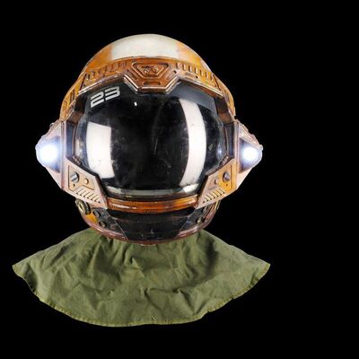 Lot # 240: The Expanse (2015-2022): Fred Johnson's (Chad Coleman) Orange Office Display Helmet