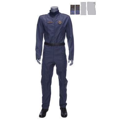 Lot # 262: The Expanse (2015-2022): Admiral Sidiqi's (Conrad Coates) Uniform with Light-up Boots, UN Comm Device and Small Tablet