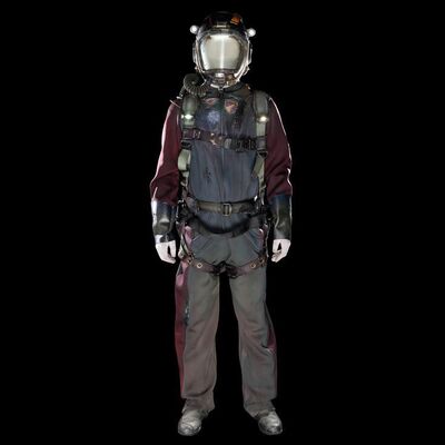 Lot # 278: The Expanse (2015-2022): Tynan Ship Belter Complete Spacesuit with Light-up Helmet, Pack, Harness and Light-up Boots