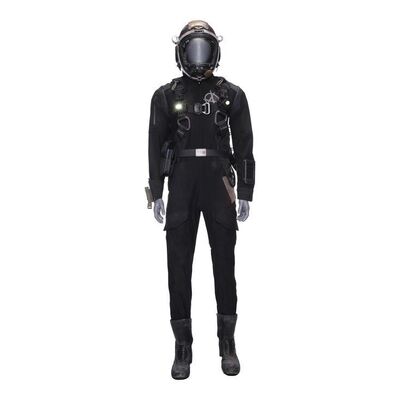 Lot # 281: The Expanse (2015-2022): Liang Walker's (Stuart Hughes) Outer Planets Alliance Complete Spacesuit with Helmet, Harness, Pack, and Light-up Boots