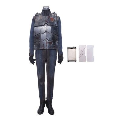 Lot # 308: The Expanse (2015-2022): Monica Stuart's (Anna Hopkins) Bloody UN Chest Armor, Vac Suit, Light-up Boots, and Brain Scanner with Cracked Comm
