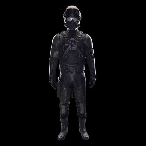 Lot # 335: The Expanse (2015-2022): James Holden's Stunt MCRN Light Armor with Light-up Helmet, Pack, and Light-up Boots