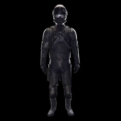 Lot # 335: The Expanse (2015-2022): James Holden's Stunt MCRN Light Armor with Light-up Helmet, Pack, and Light-up Boots