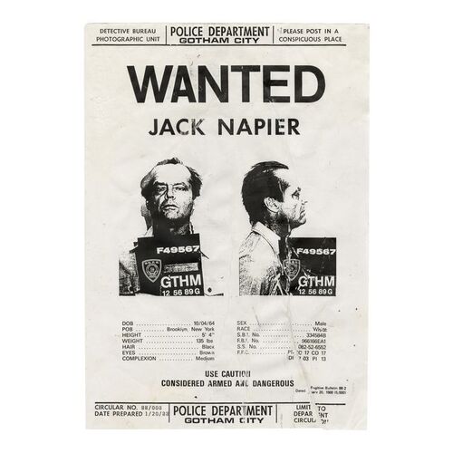 32. Jack Napier's (Jack Nicholson) "Wanted" Poster ### BATMAN (1989)