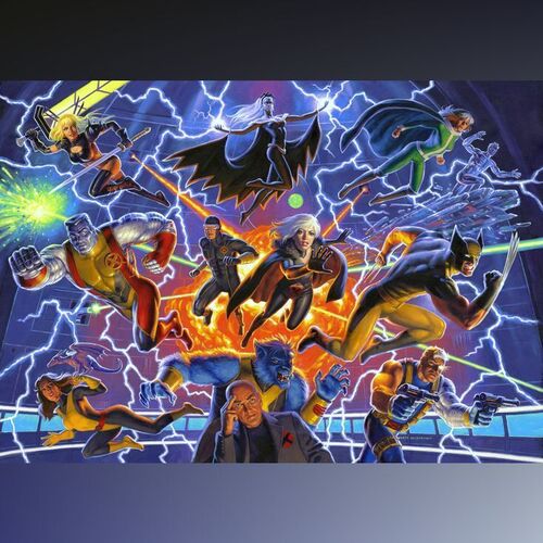 215. Framed Hand-Painted Greg Hildebrandt 2018 Fleer Ultra X-Men Team 3" x 3" Nine-Block Connected Card Set Painting ### MARVEL COMICS