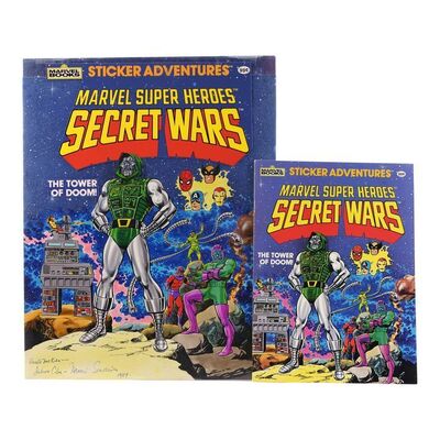 223. Hand-Painted Fred Kida and Marie Severin Marvel Super Heroes: Secret Wars: Sticker Adventures "The Tower of Doom" Cover Artwork with Book ### MARVEL COMICS