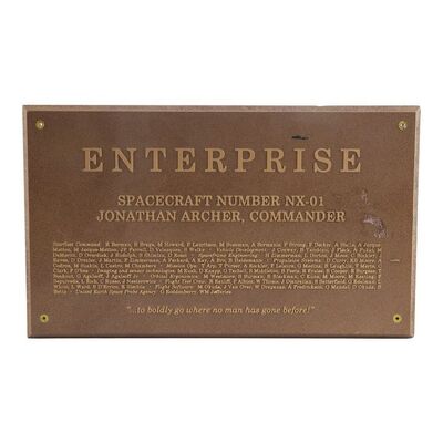 320. Michael and Denise Okuda Collection: Michael Okuda-Signed Enterprise Dedication Plaque ### STAR TREK: ENTERPRISE (T.V. SERIES, 2001 - 2002)