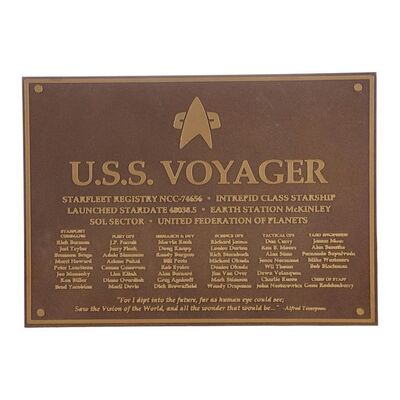 323. Michael and Denise Okuda Collection: Back-Up USS Voyager Dedication Plaque ### STAR TREK: VOYAGER (1995-2001)