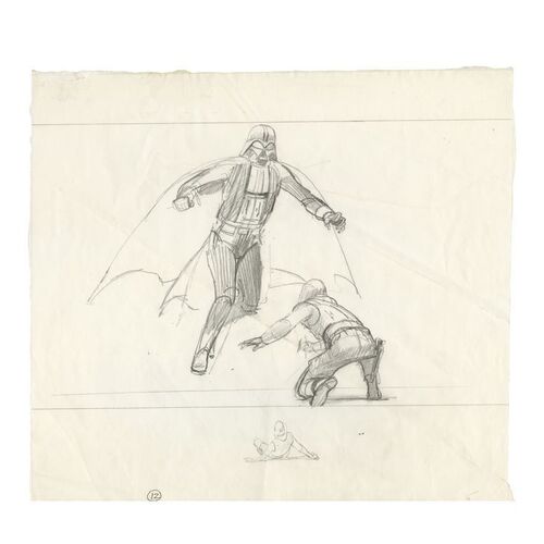 412. Hand-Drawn Ralph McQuarrie Luke Skywalker and Darth Vader Concept Sketch ### STAR WARS: THE EMPIRE STRIKES BACK (1980)