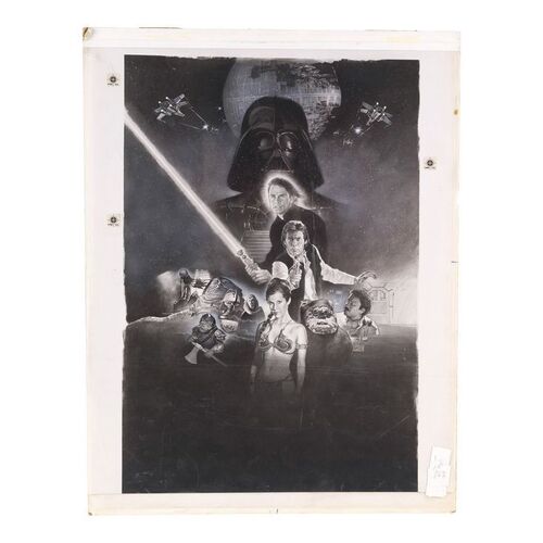 417. Hand-Embellished Kazu Sano Style Final Production Artwork for Newspaper Ad Slick ### STAR WARS: RETURN OF THE JEDI (1983)